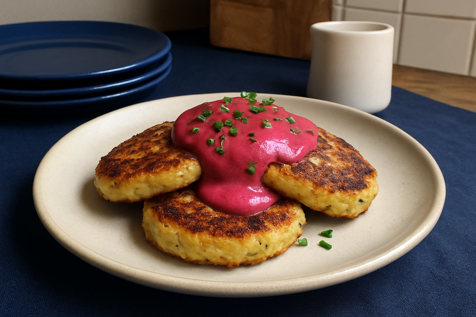 Scottish Smoky Potato Cakes with Beetroot Hollandaise