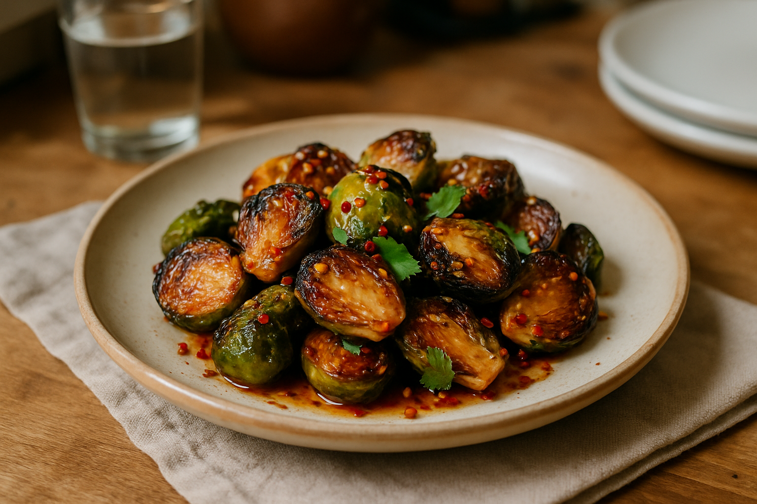 Spicy Maple Glazed Brussels Sprouts