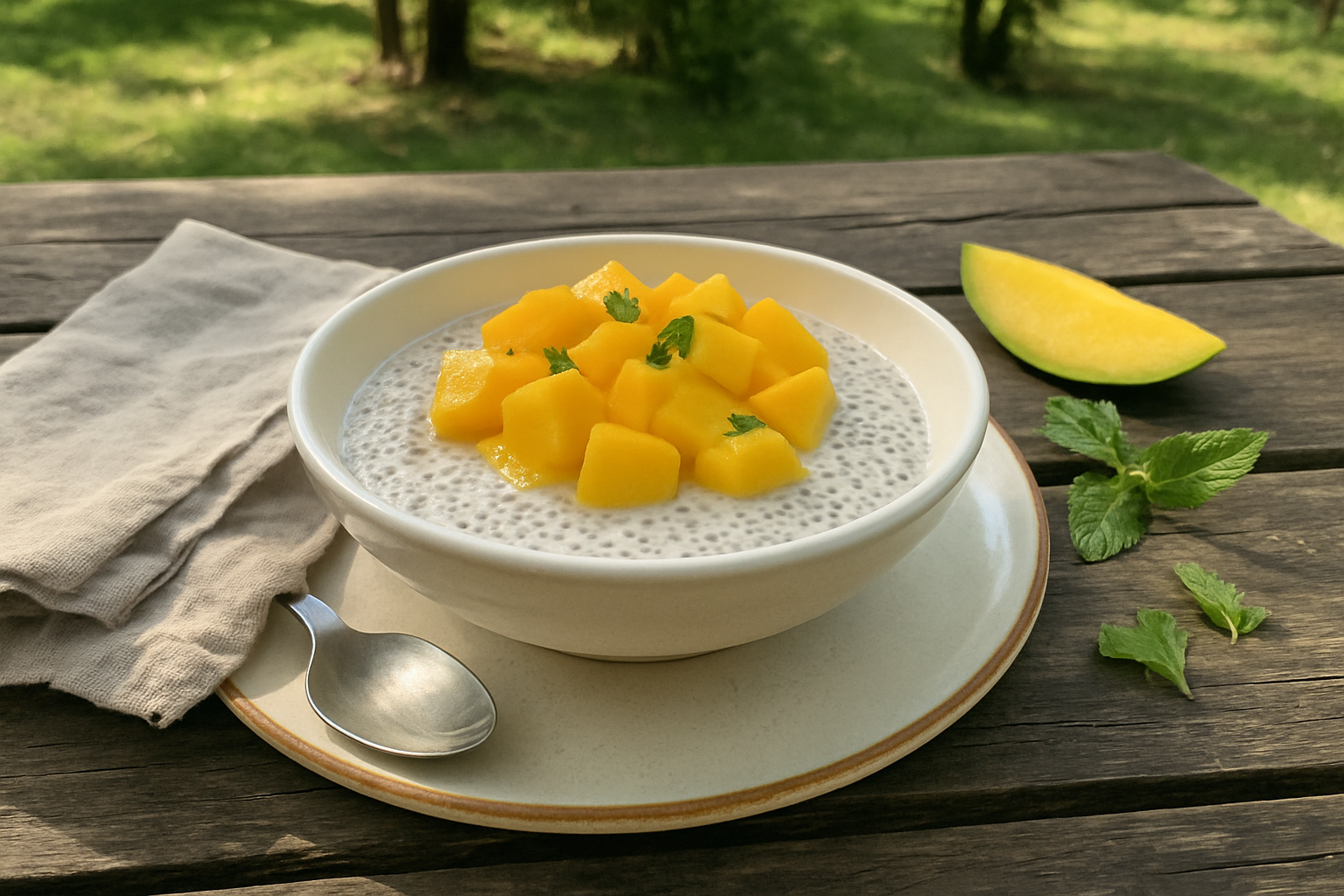 Coconut Chia Seed Pudding with Mango